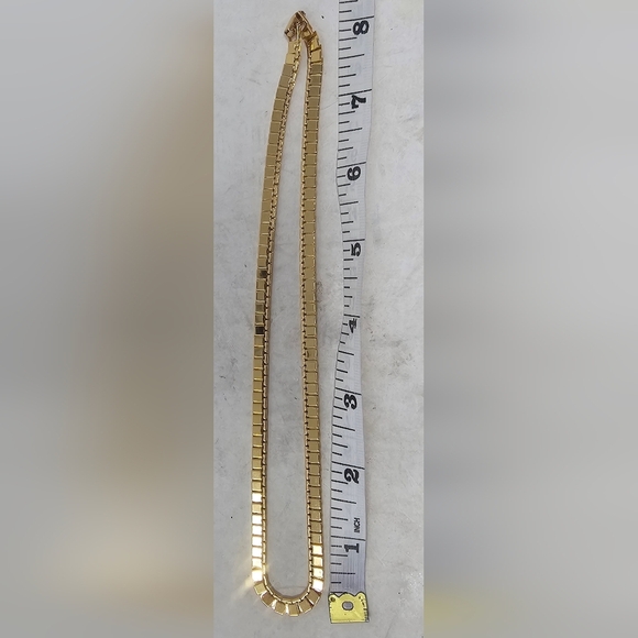 Vintage Monet Gold Plated Flat Box Chain 17" Necklace Signed - Picture 9 of 10